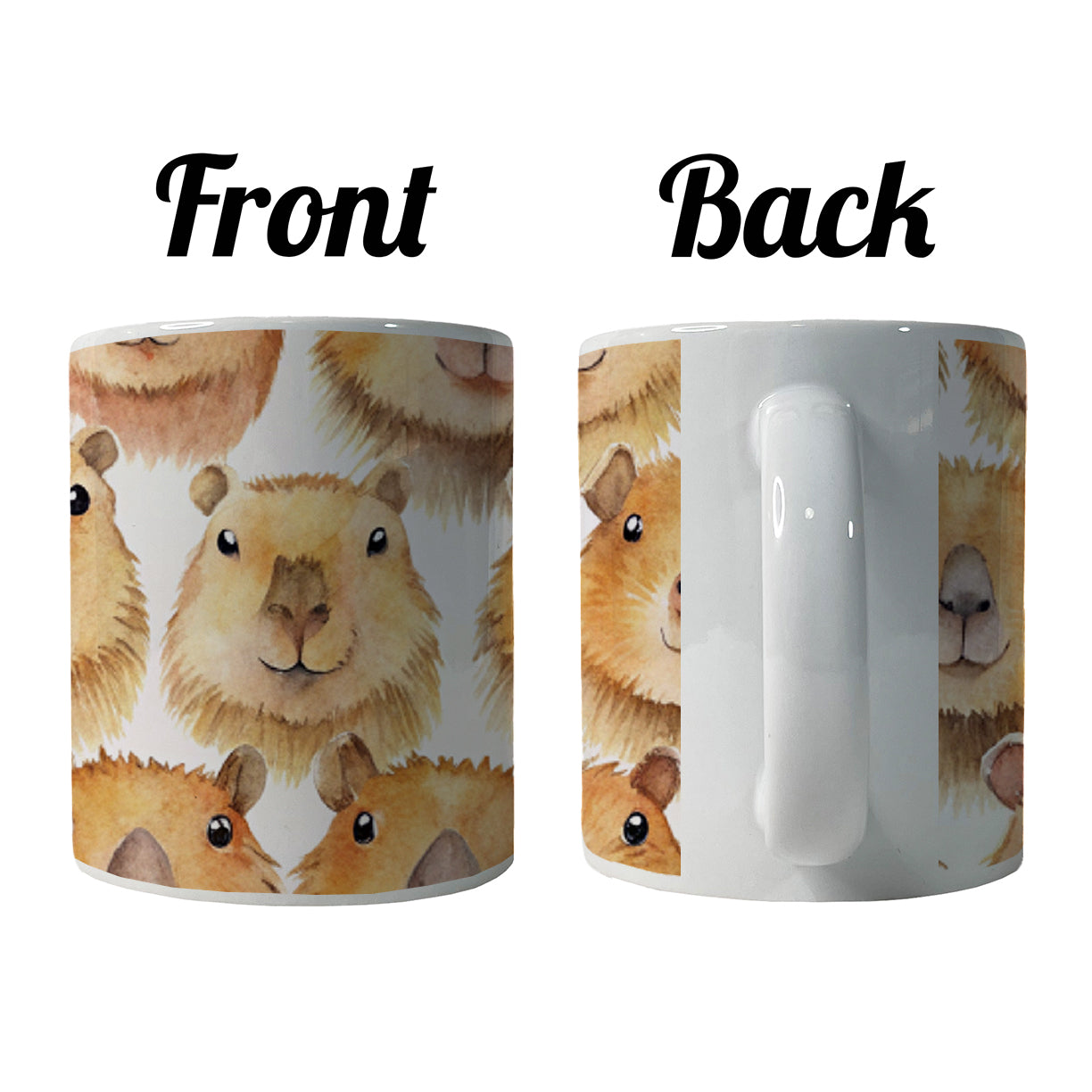 Cute Capybara Faces Watercolor Ceramic Tea Coffee Mug Cup - 11oz