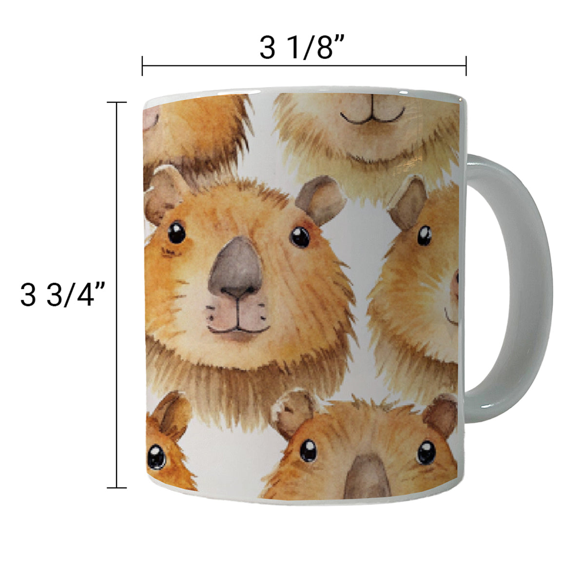 Cute Capybara Faces Watercolor Ceramic Tea Coffee Mug Cup - 11oz