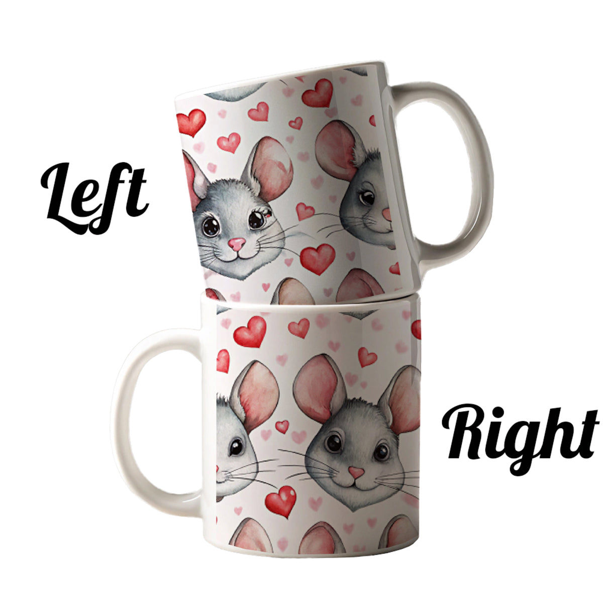 Cute Chinchilla Faces Hearts Ceramic Tea Coffee Mug Cup - 11oz