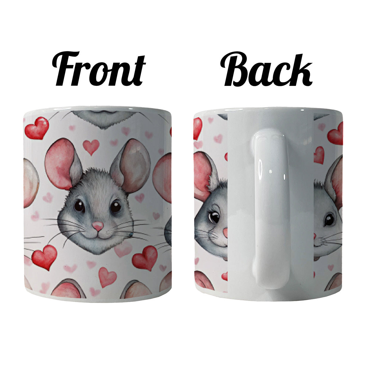 Cute Chinchilla Faces Hearts Ceramic Tea Coffee Mug Cup - 11oz