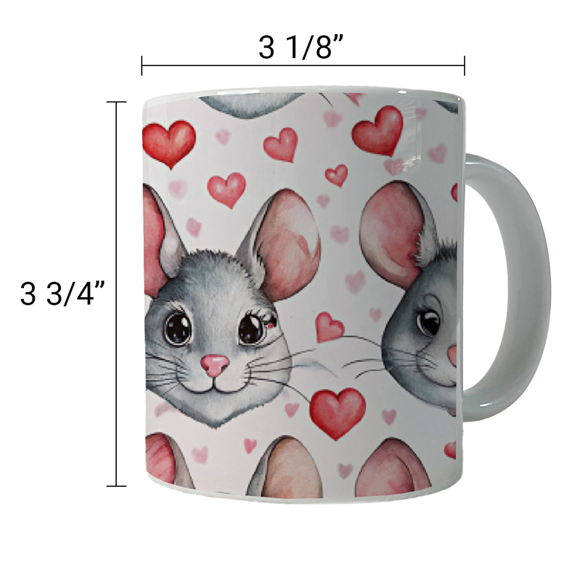 Cute Chinchilla Faces Hearts Ceramic Tea Coffee Mug Cup - 11oz