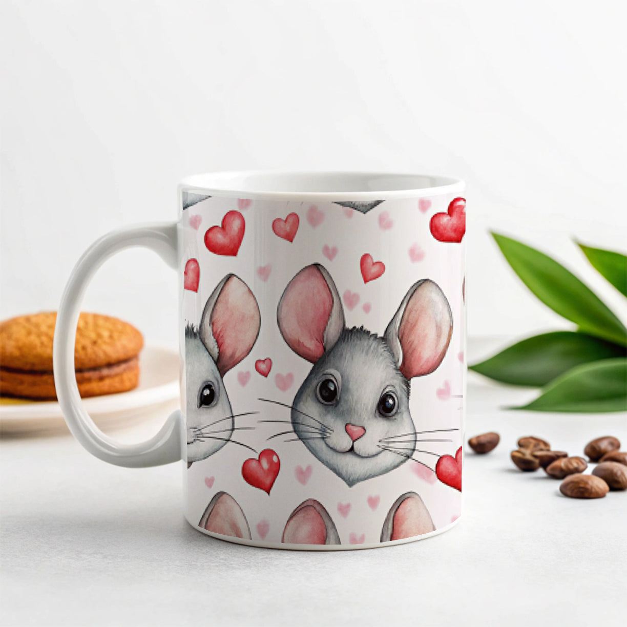 Cute Chinchilla Faces Hearts Ceramic Tea Coffee Mug Cup - 11oz