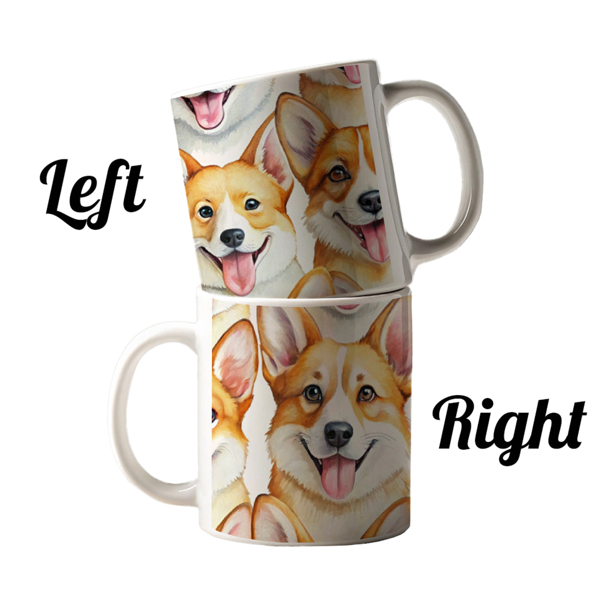 Cute Corgi Dog Faces Watercolor Ceramic Tea Coffee Mug Cup - 11oz