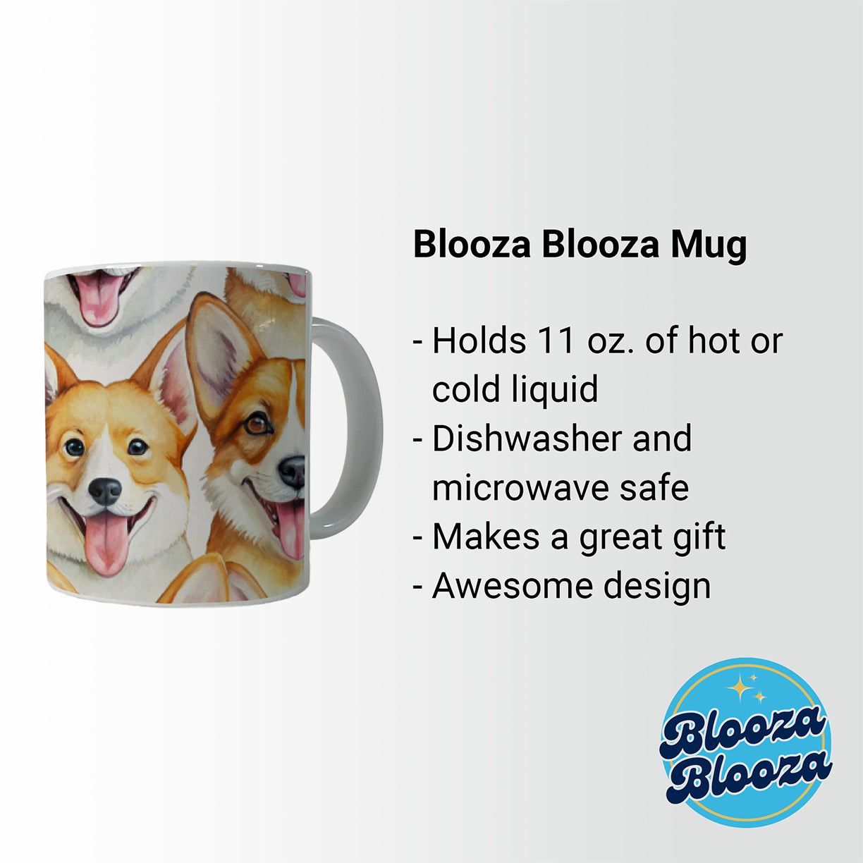 Cute Corgi Dog Faces Watercolor Ceramic Tea Coffee Mug Cup - 11oz