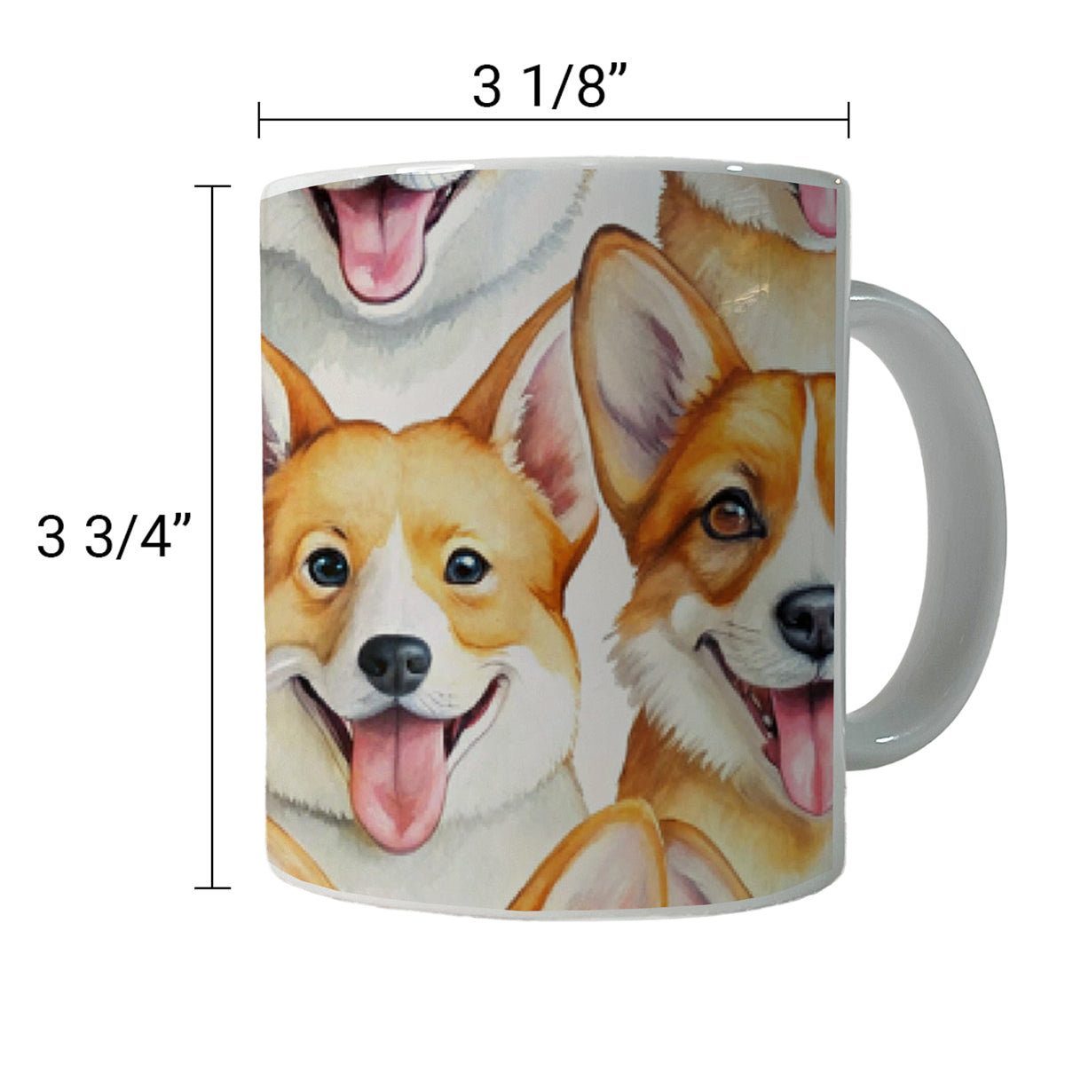 Cute Corgi Dog Faces Watercolor Ceramic Tea Coffee Mug Cup - 11oz