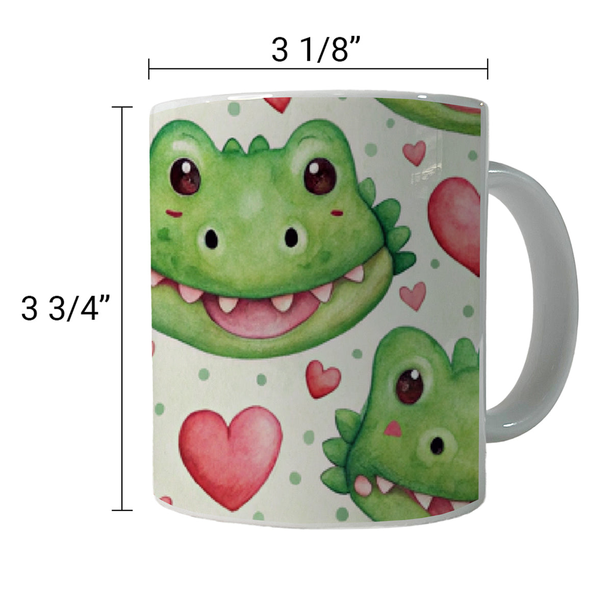 Cute Crocodile Alligator Faces Hearts Ceramic Tea Coffee Mug Cup - 11oz
