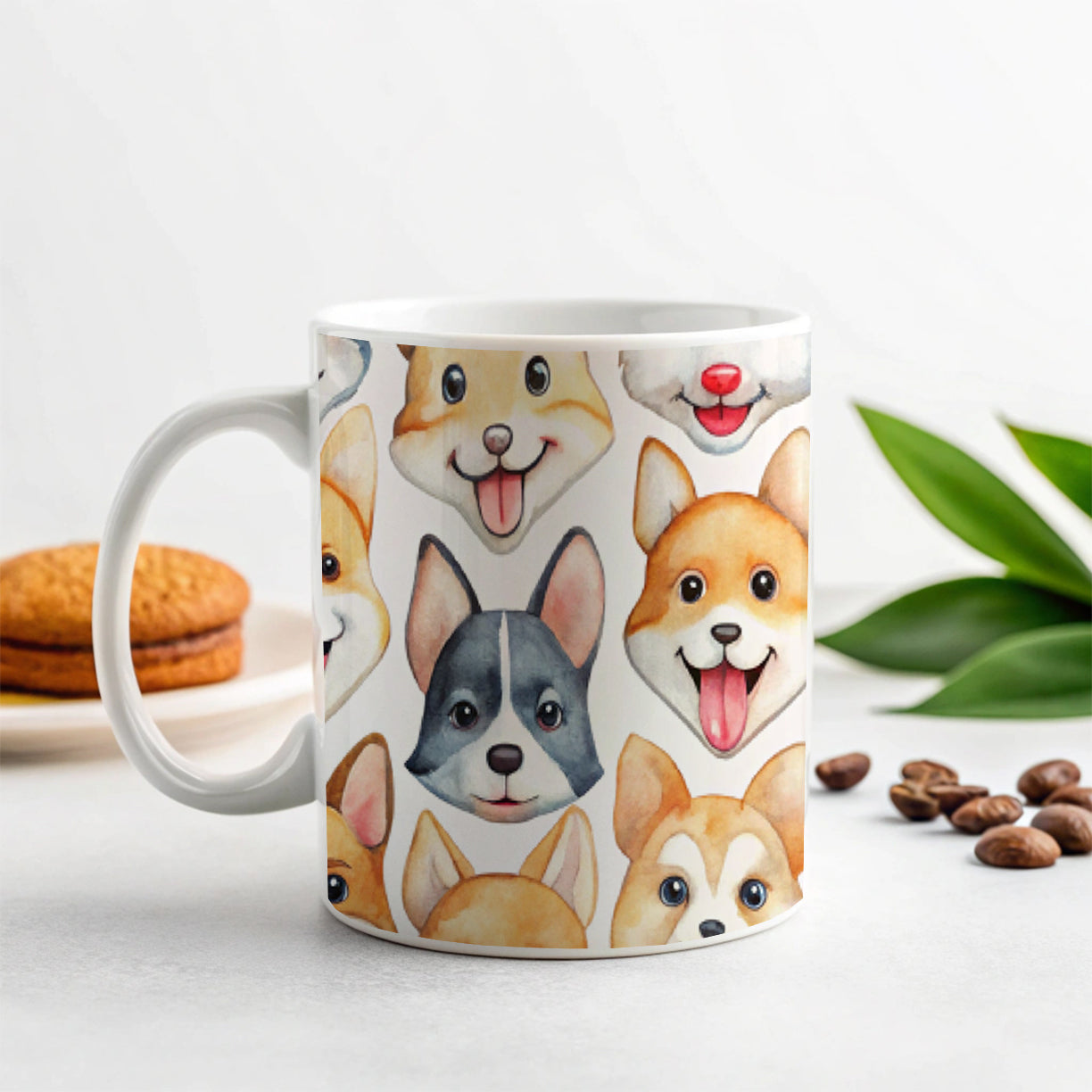 Cute Dog Faces Watercolor Ceramic Tea Coffee Mug Cup - 11oz
