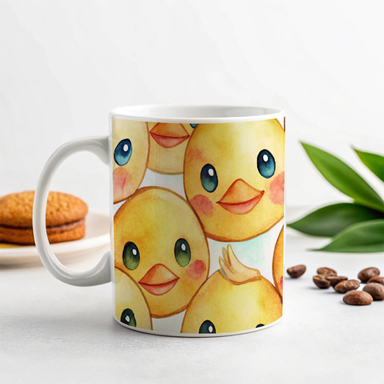 Cute Duck Faces Watercolor Ceramic Tea Coffee Mug Cup - 11oz