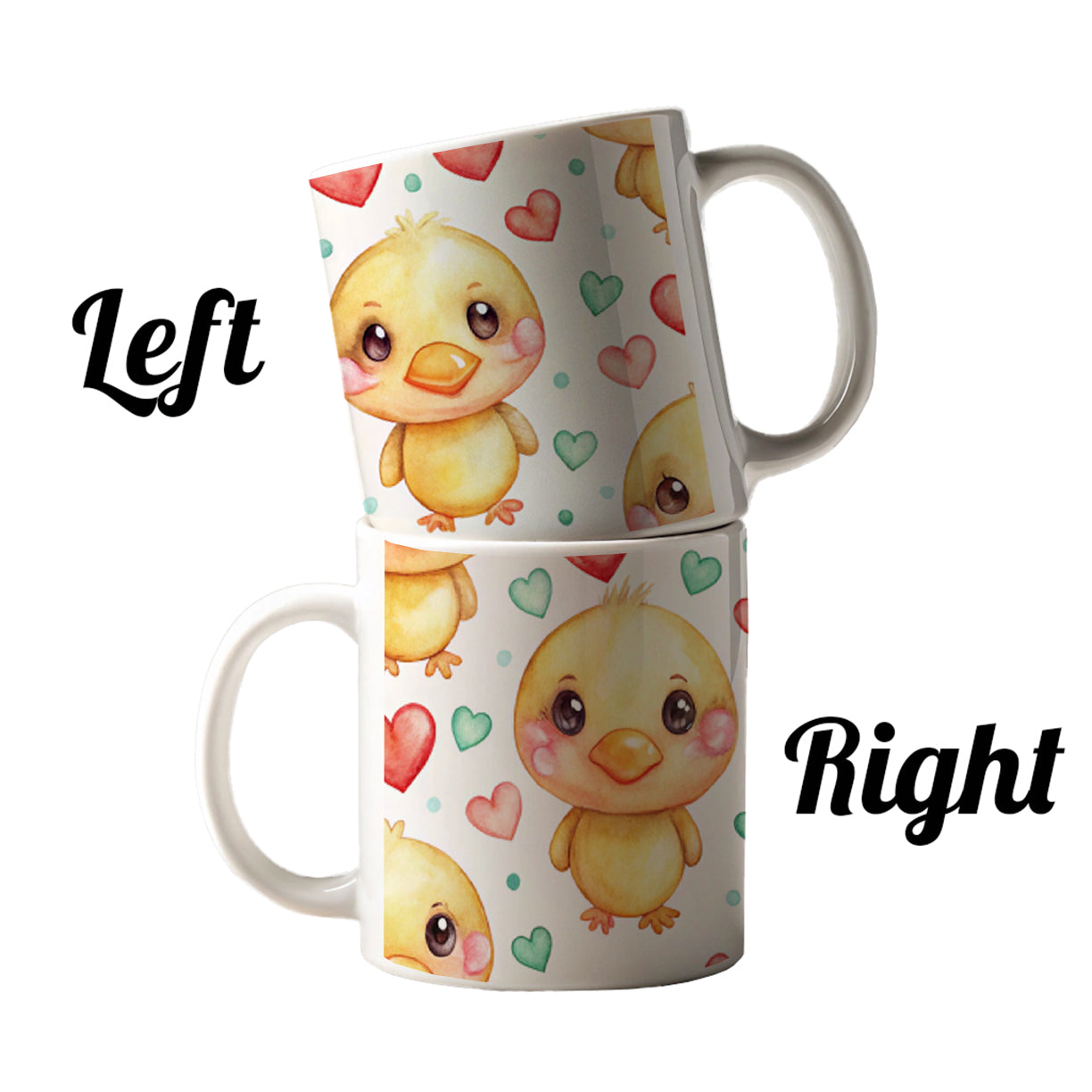 Cute Ducks Hearts Watercolor Ceramic Tea Coffee Mug Cup - 11oz