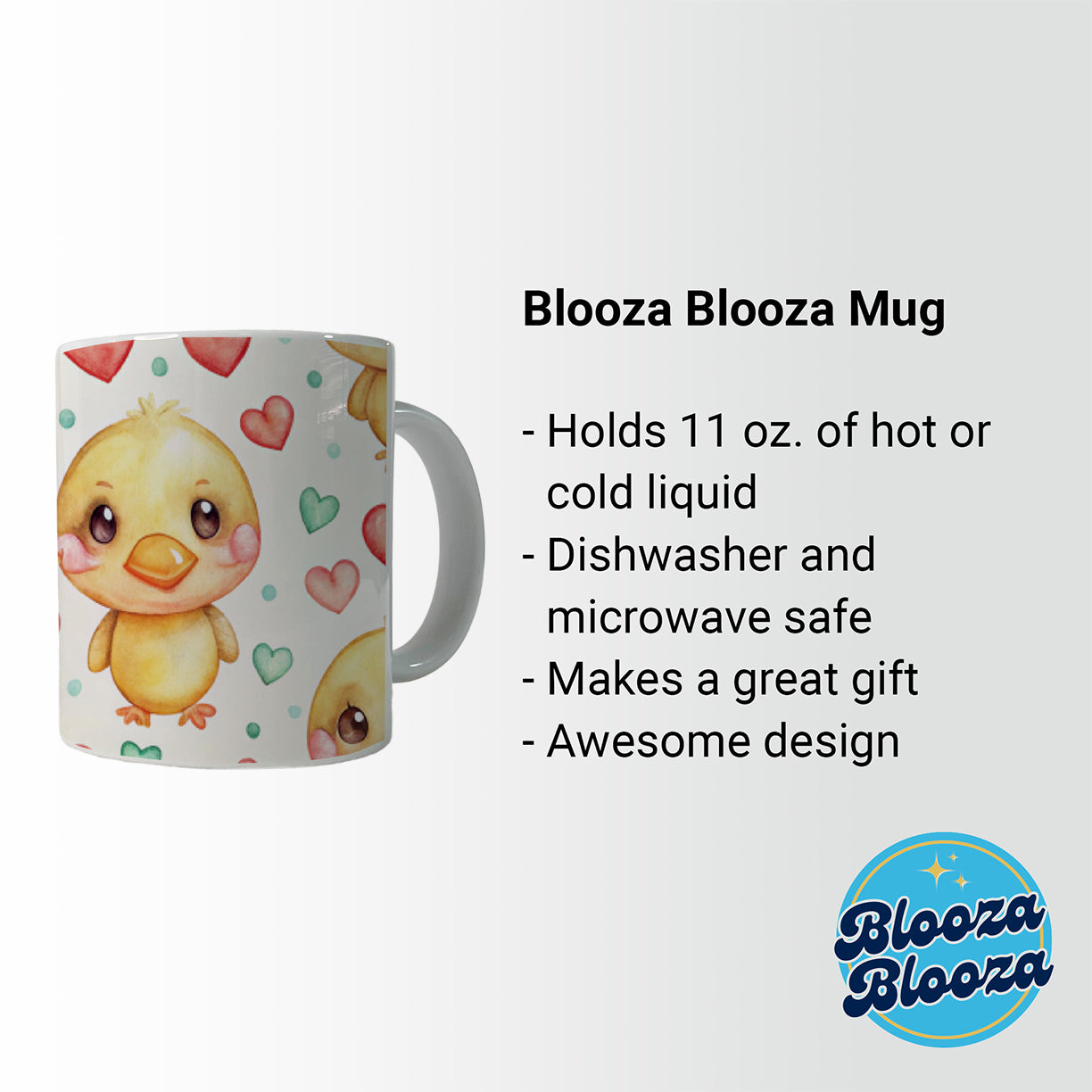 Cute Ducks Hearts Watercolor Ceramic Tea Coffee Mug Cup - 11oz