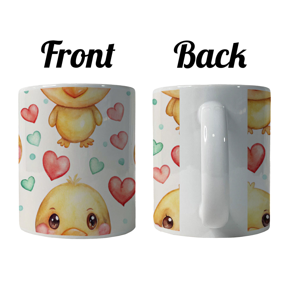 Cute Ducks Hearts Watercolor Ceramic Tea Coffee Mug Cup - 11oz