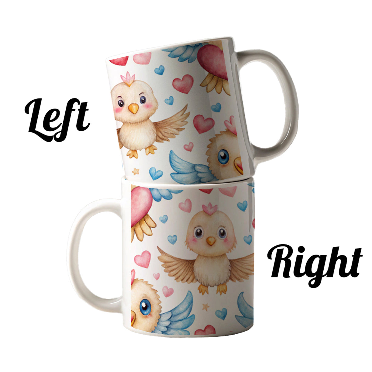 Cute Eagles Hearts Watercolor Ceramic Tea Coffee Mug Cup - 11oz