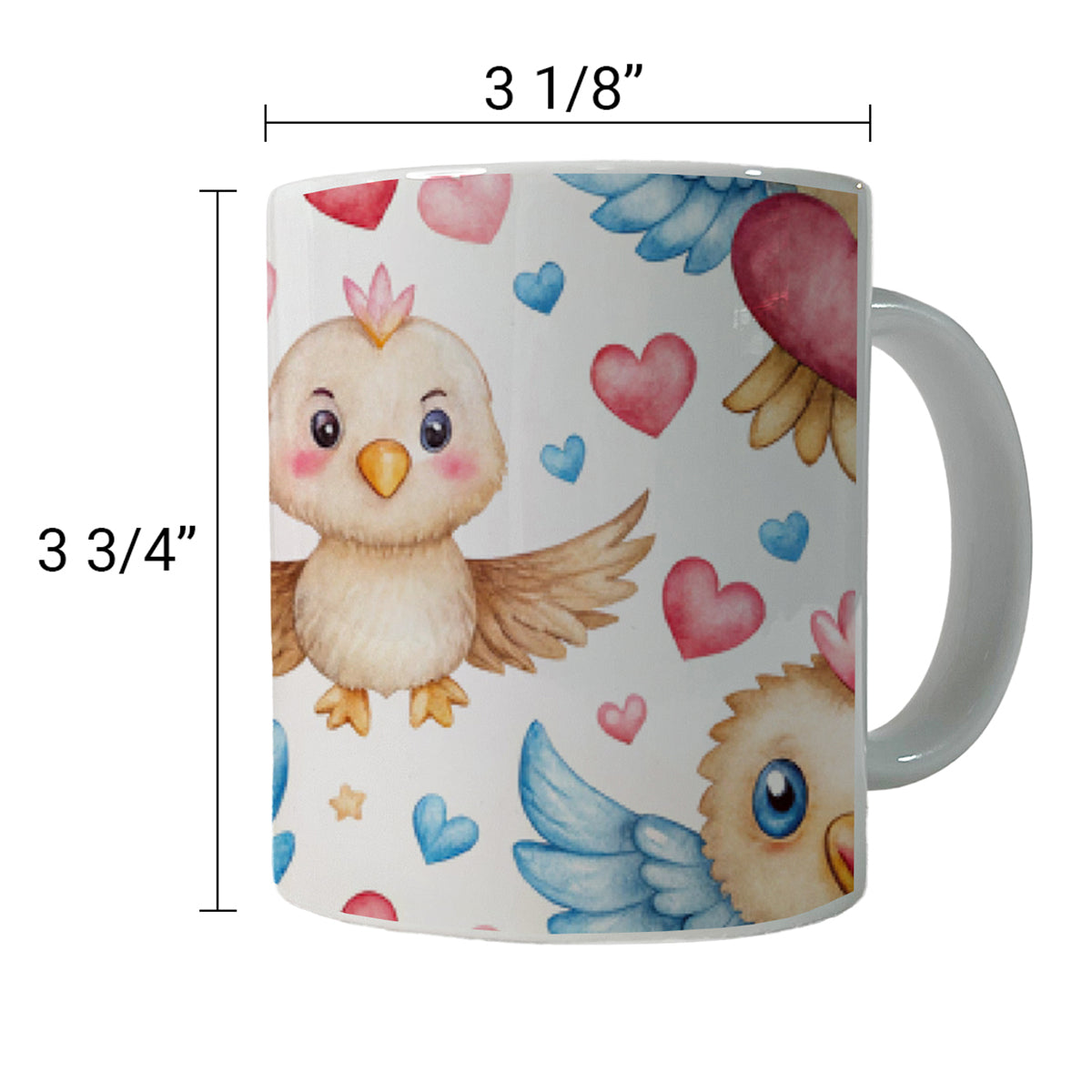Cute Eagles Hearts Watercolor Ceramic Tea Coffee Mug Cup - 11oz