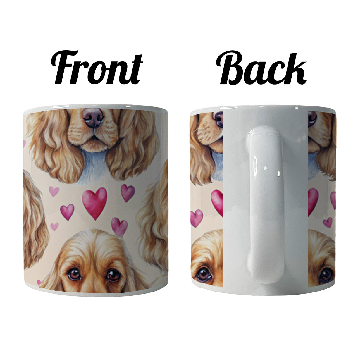 Cute English Cocker Spaniel Dog Faces Ceramic Tea Coffee Mug Cup - 11oz