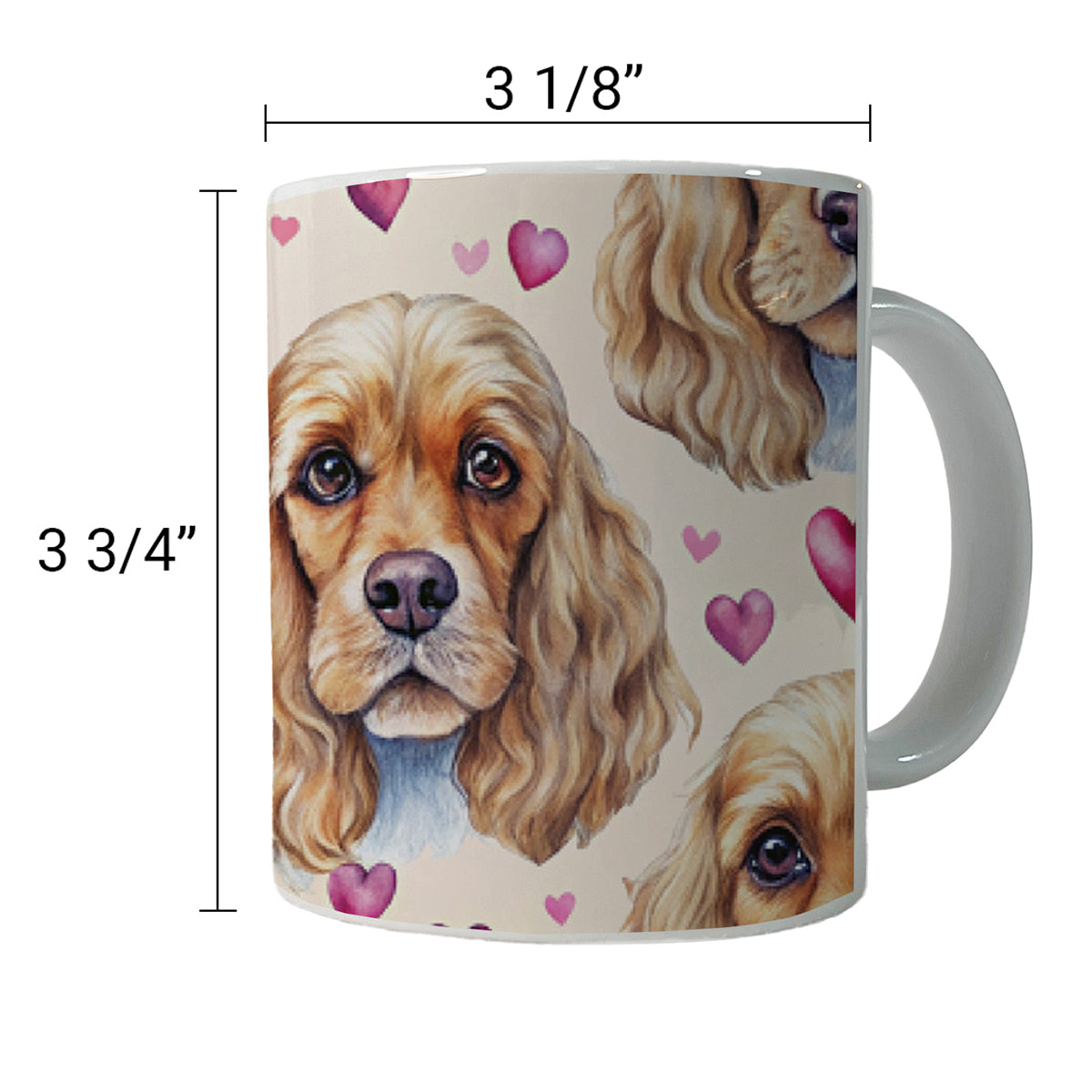 Cute English Cocker Spaniel Dog Faces Ceramic Tea Coffee Mug Cup - 11oz
