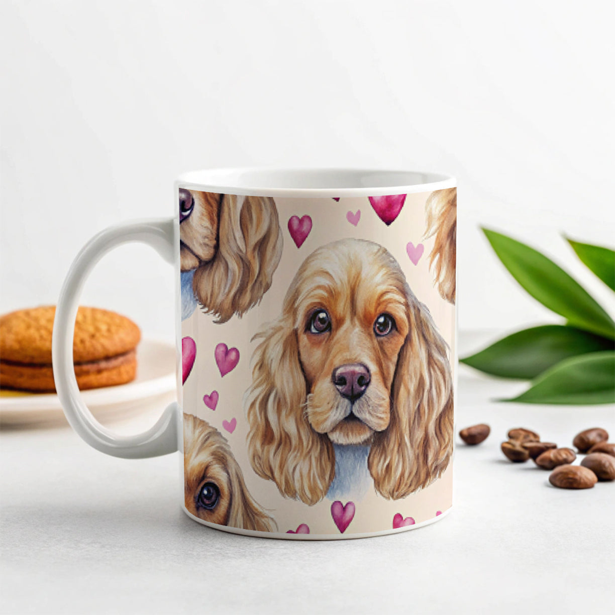 Cute English Cocker Spaniel Dog Faces Ceramic Tea Coffee Mug Cup - 11oz