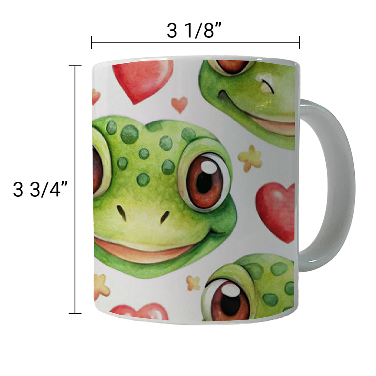 Cute Gecko Faces Hearts Watercolor Ceramic Tea Coffee Mug Cup - 11oz