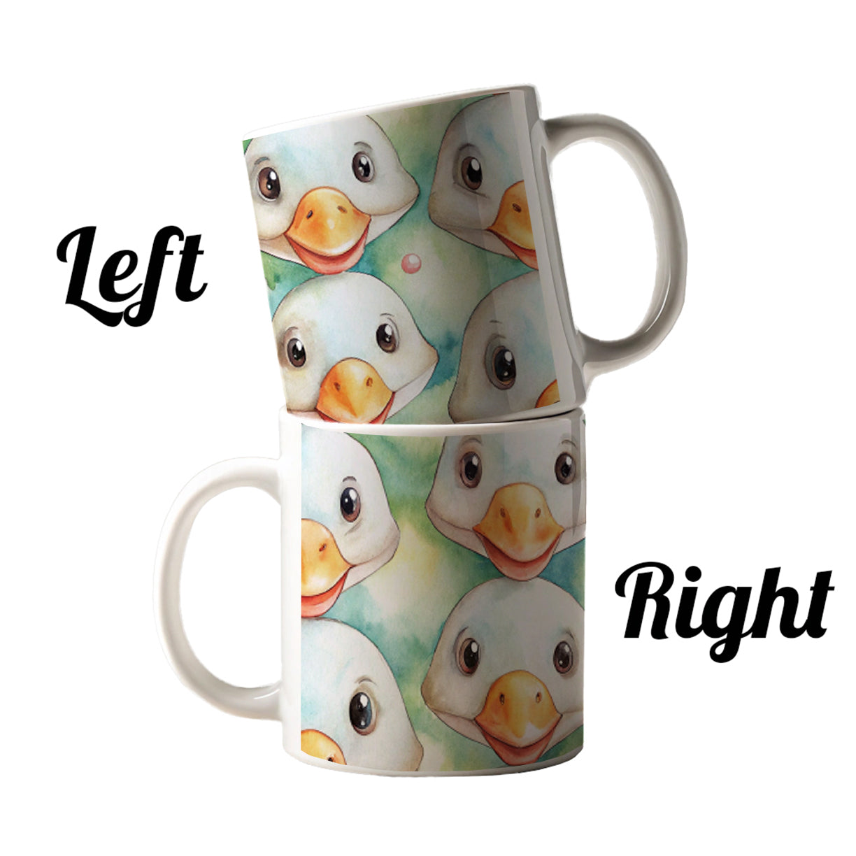 Cute Geese Faces Watercolor Ceramic Tea Coffee Mug Cup - 11oz