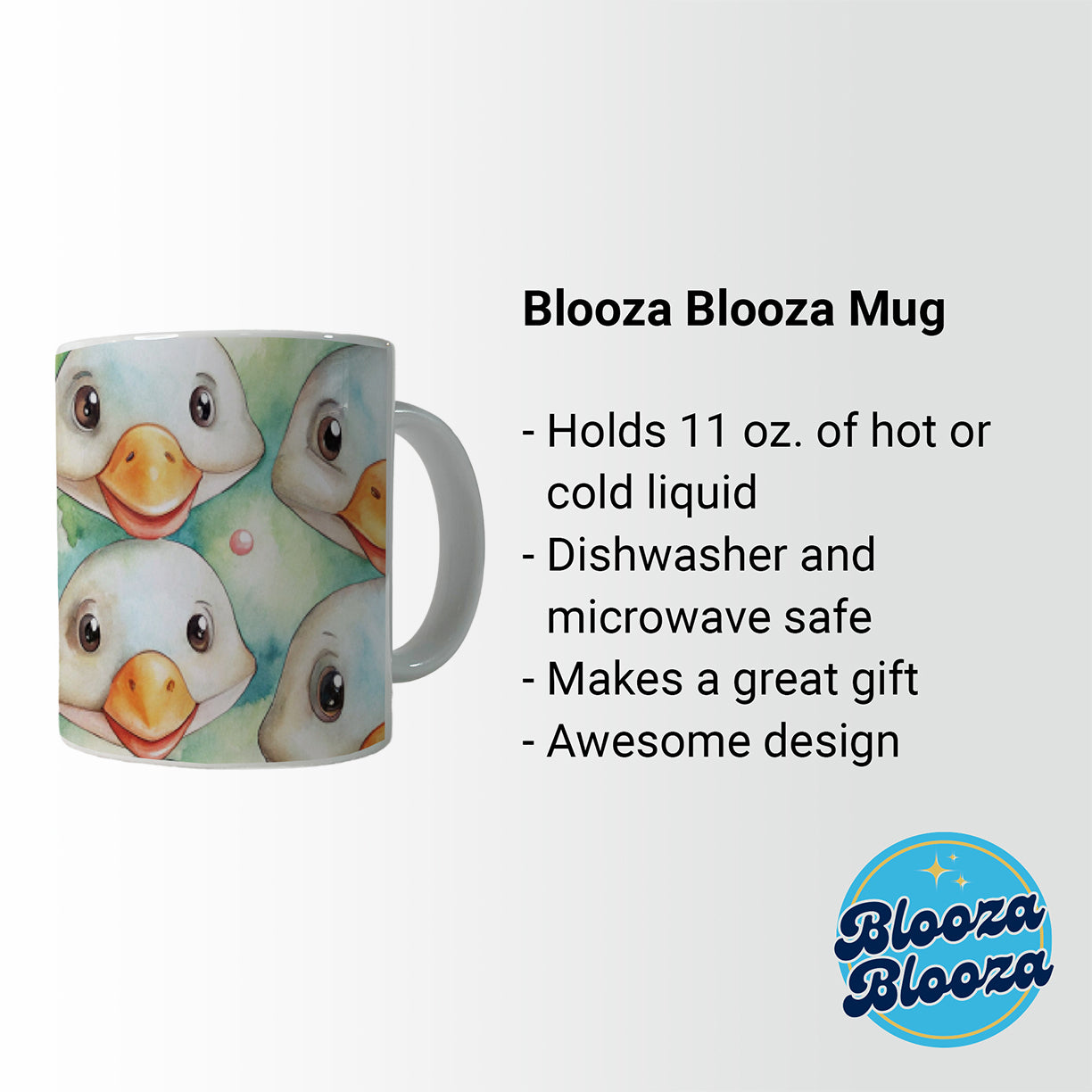 Cute Geese Faces Watercolor Ceramic Tea Coffee Mug Cup - 11oz