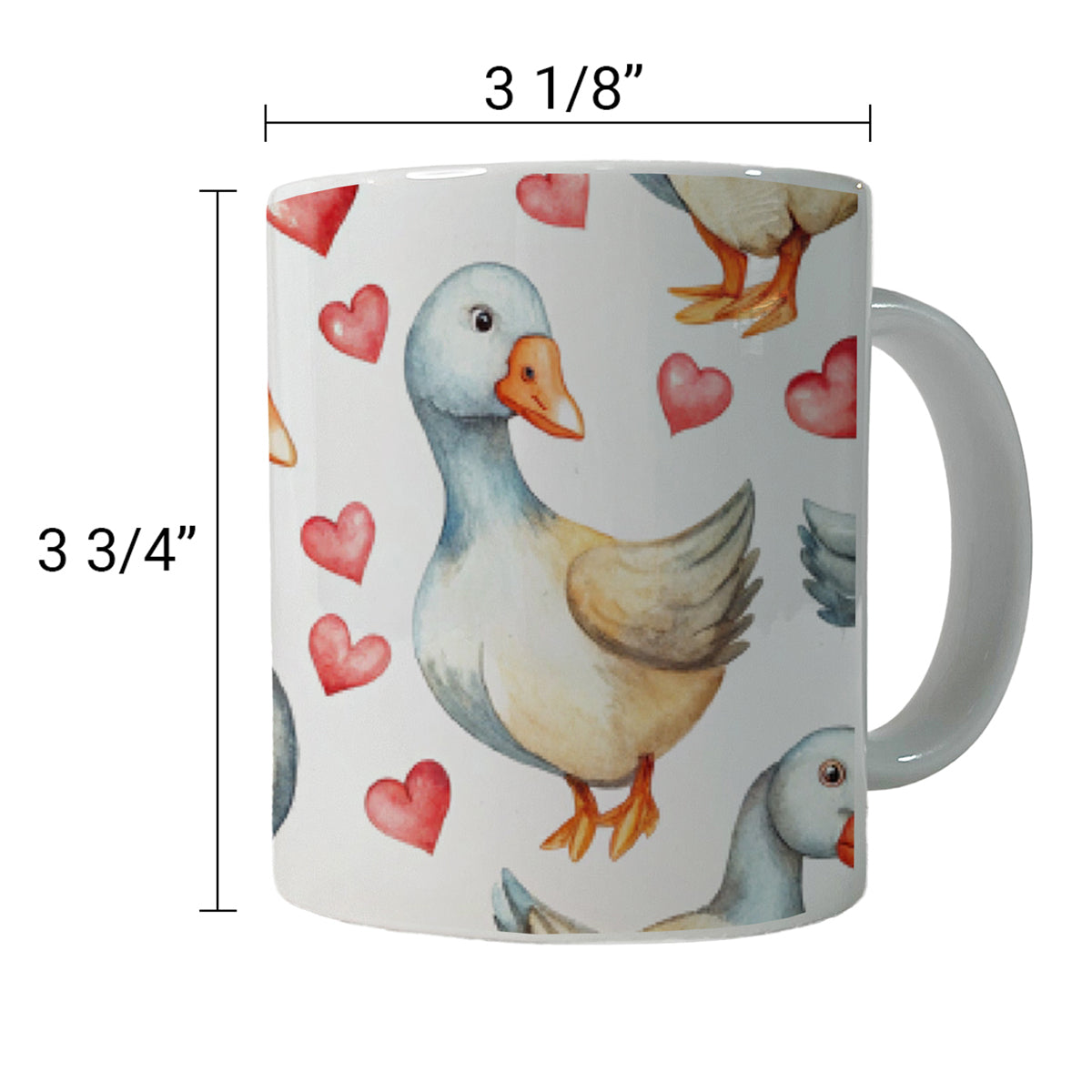 Cute Geese Hearts Watercolor Ceramic Tea Coffee Mug Cup - 11oz