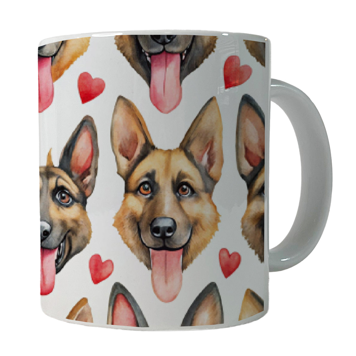 Cute German Shepherd Dog Faces Hearts Ceramic Tea Coffee Mug Cup - 11oz