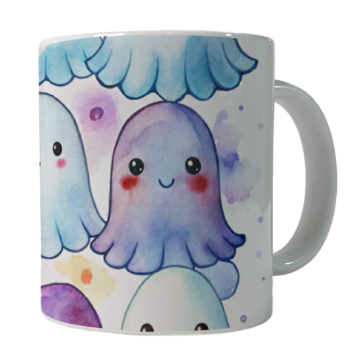 Cute Ghosts Watercolor Ceramic Tea Coffee Mug Cup - 11oz