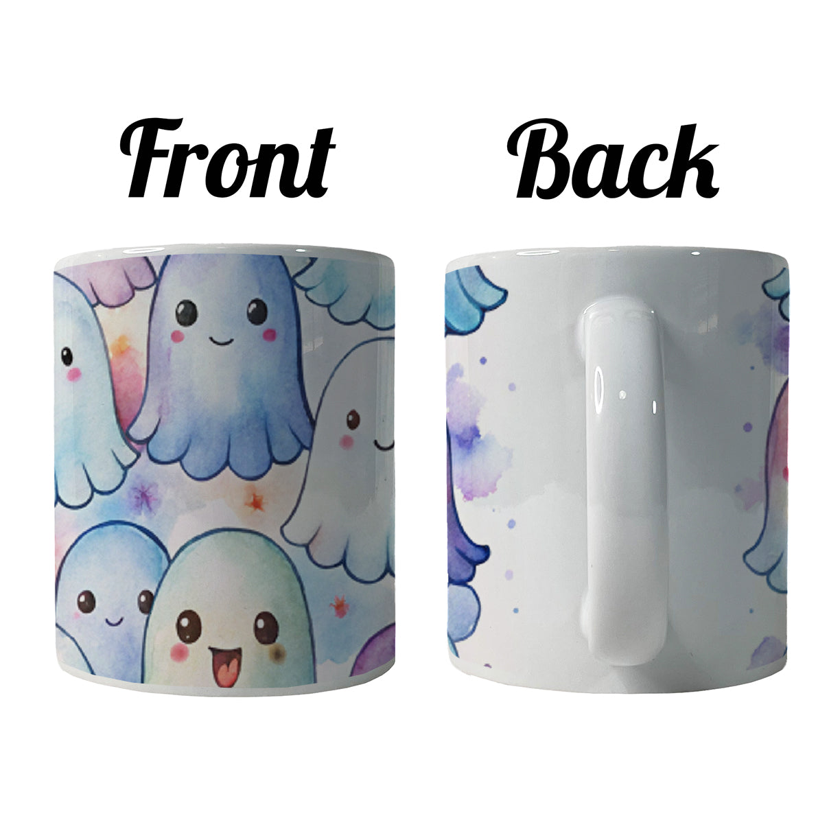 Cute Ghosts Watercolor Ceramic Tea Coffee Mug Cup - 11oz
