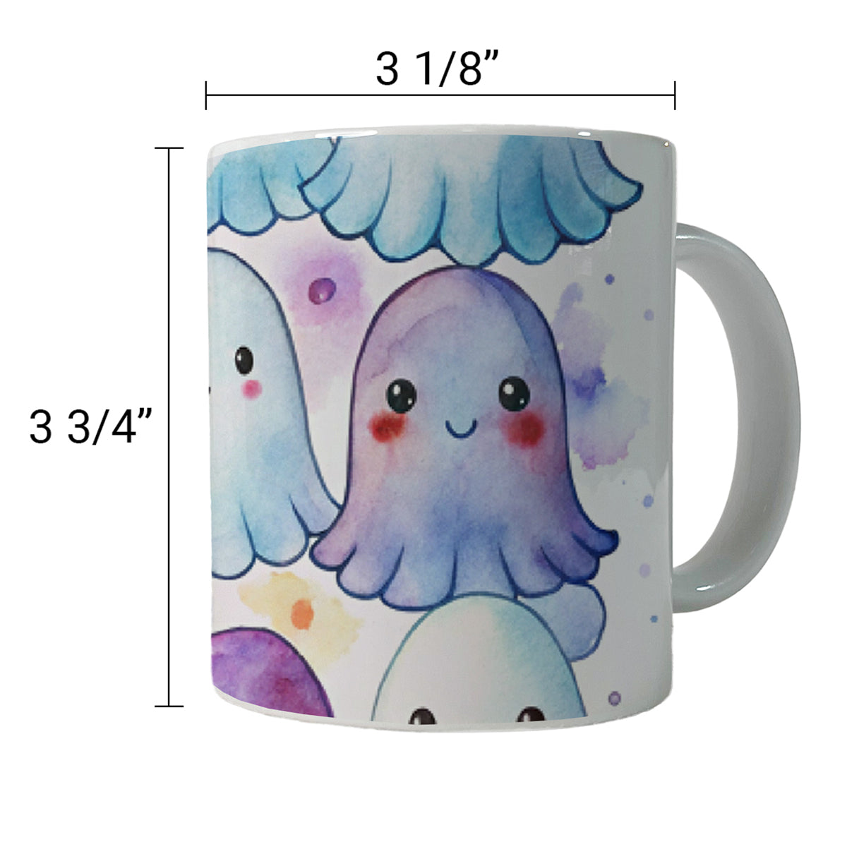 Cute Ghosts Watercolor Ceramic Tea Coffee Mug Cup - 11oz