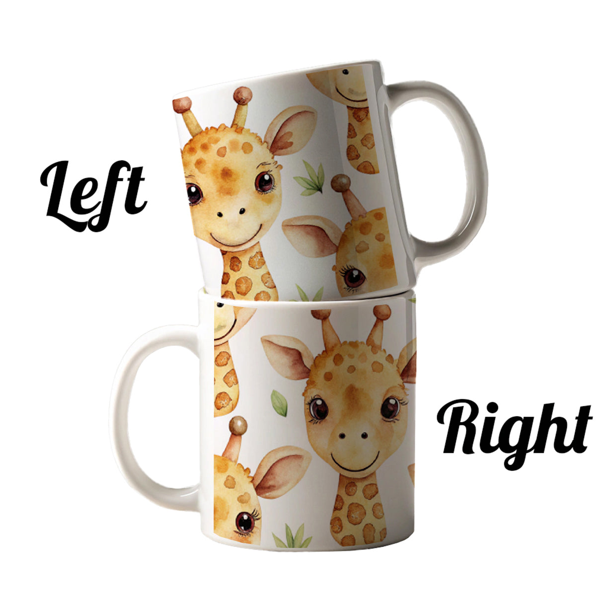 Cute Giraffe Faces Watercolor Ceramic Tea Coffee Mug Cup - 11oz