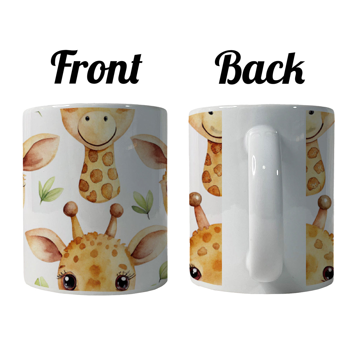 Cute Giraffe Faces Watercolor Ceramic Tea Coffee Mug Cup - 11oz