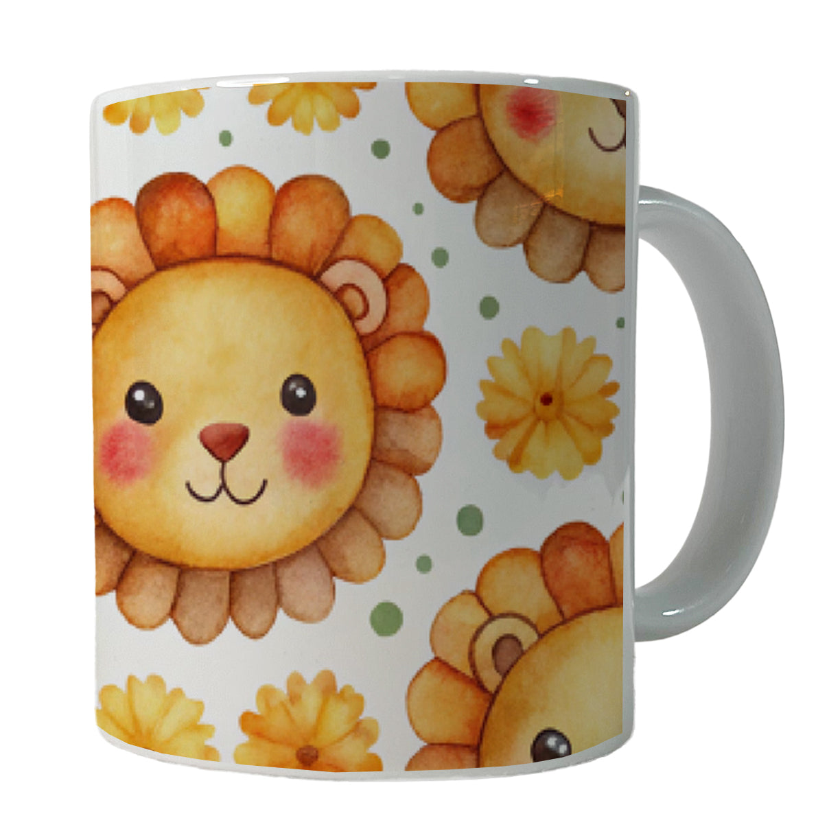 Cute Lion Faces Watercolor Ceramic Tea Coffee Mug Cup - 11oz