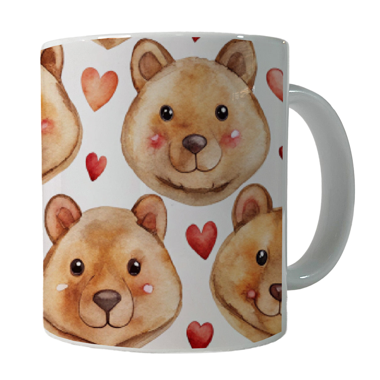 Cute Quokka Faces Hearts Watercolor Ceramic Tea Coffee Mug Cup - 11oz
