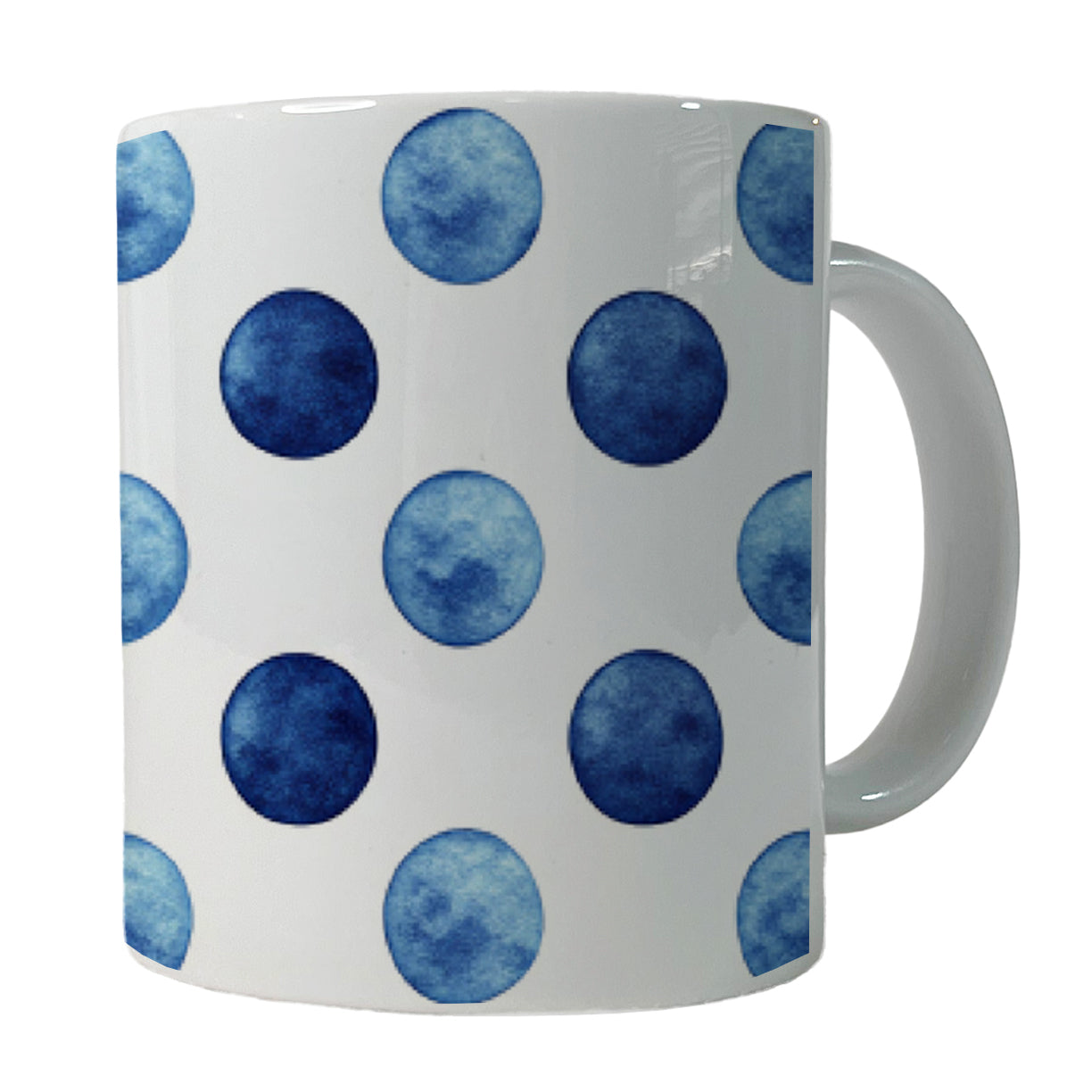 Dark Blue Polka Dots White Background Ceramic Tea Coffee Mug Cup - 11oz