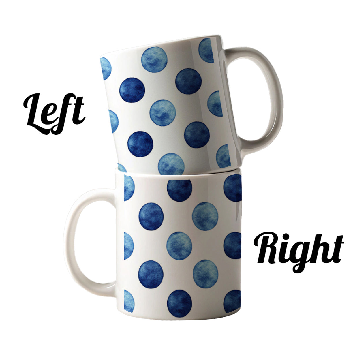 Dark Blue Polka Dots White Background Ceramic Tea Coffee Mug Cup - 11oz