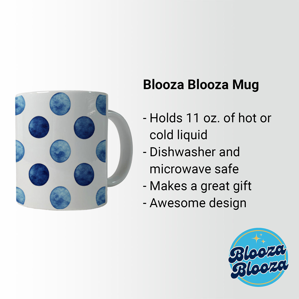Dark Blue Polka Dots White Background Ceramic Tea Coffee Mug Cup - 11oz