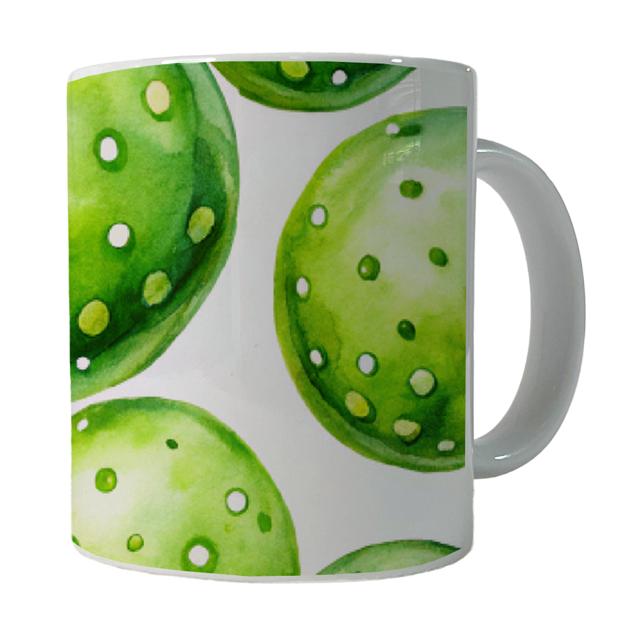 Fluorescent Green Pickleballs Ceramic Tea Coffee Mug Cup - 11oz