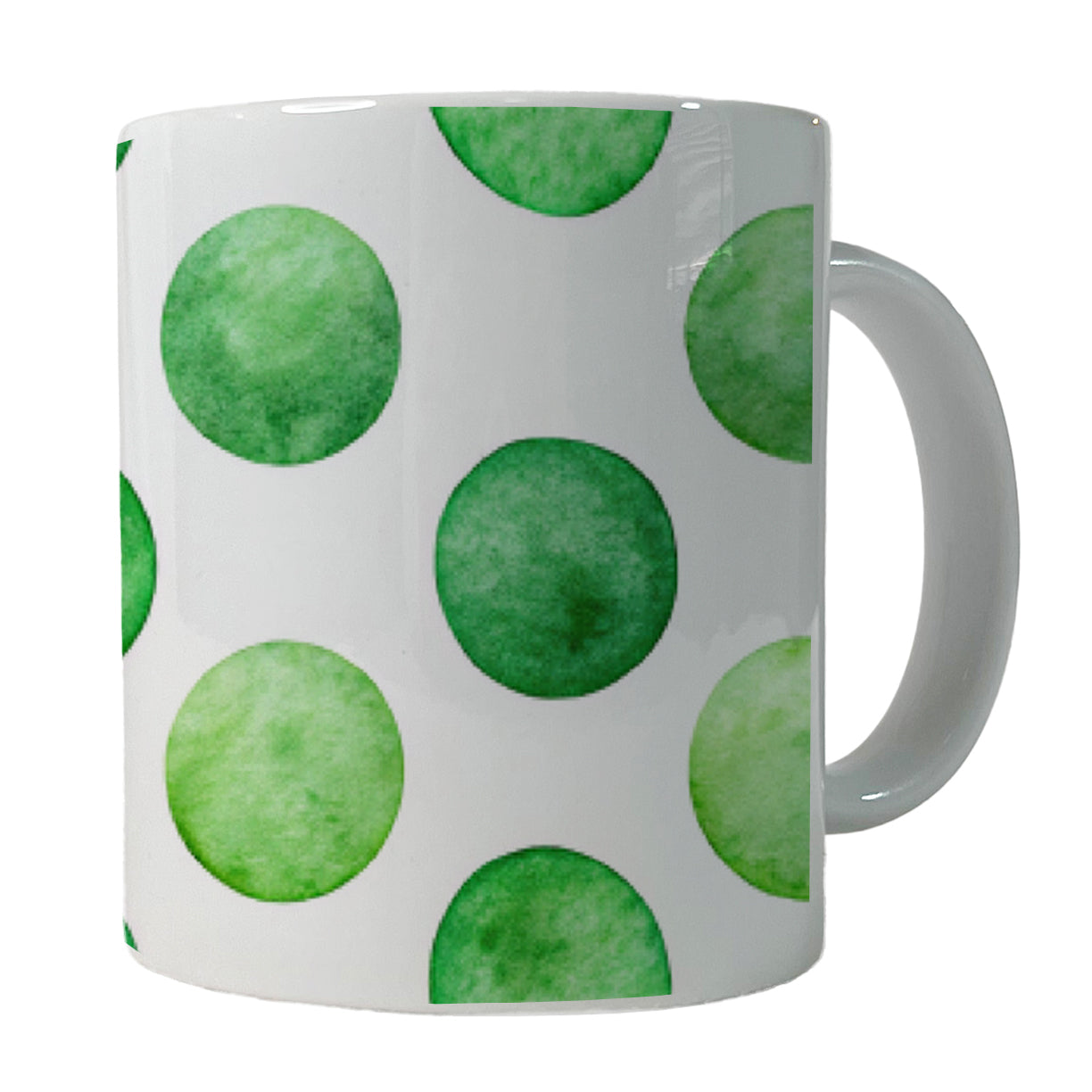 Green Polka Dots White Background Ceramic Tea Coffee Mug Cup - 11oz