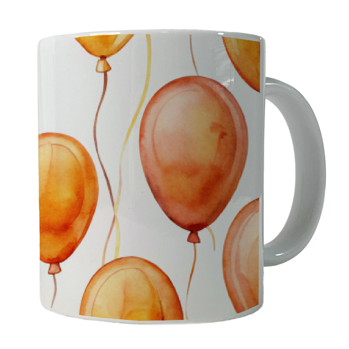 Orange Balloons Watercolor Birthday Ceramic Tea Coffee Mug Cup - 11oz