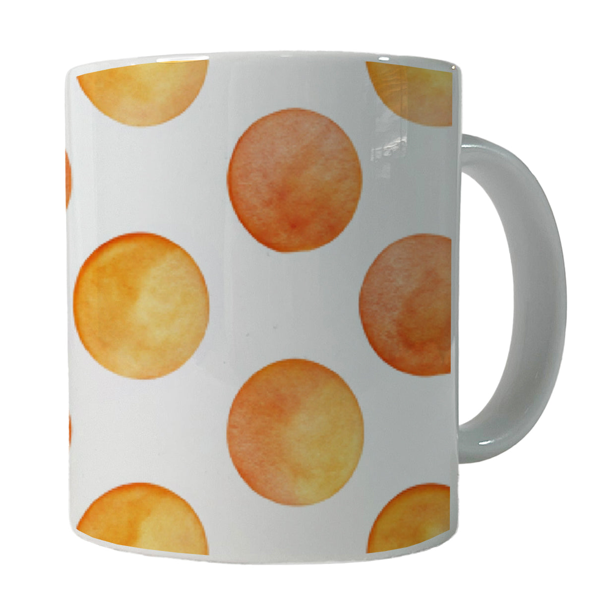 Orange Polka Dots White Background Ceramic Tea Coffee Mug Cup - 11oz