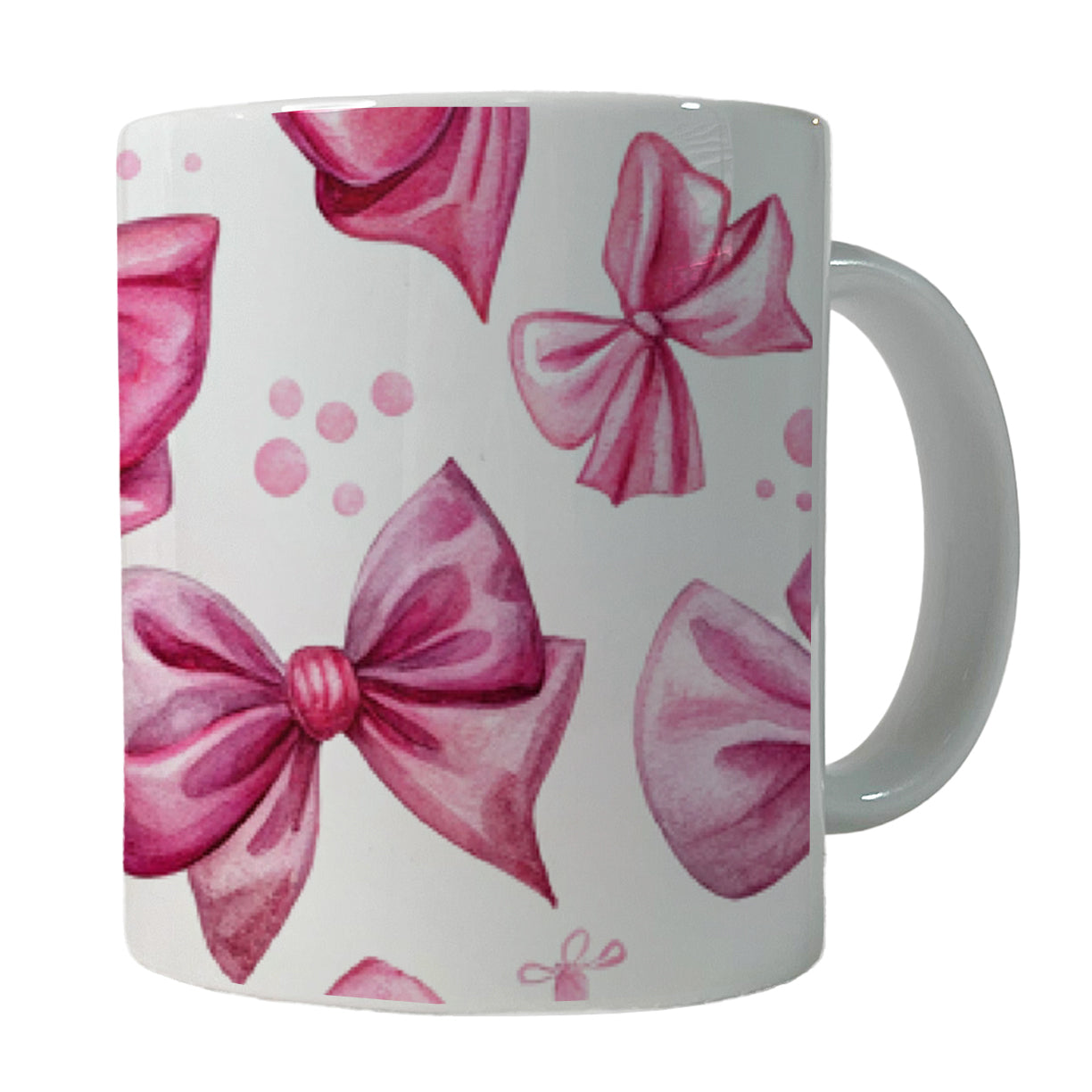 Pink Scattered Coquette Bows Watercolor Ceramic Tea Coffee Mug Cup - 11oz