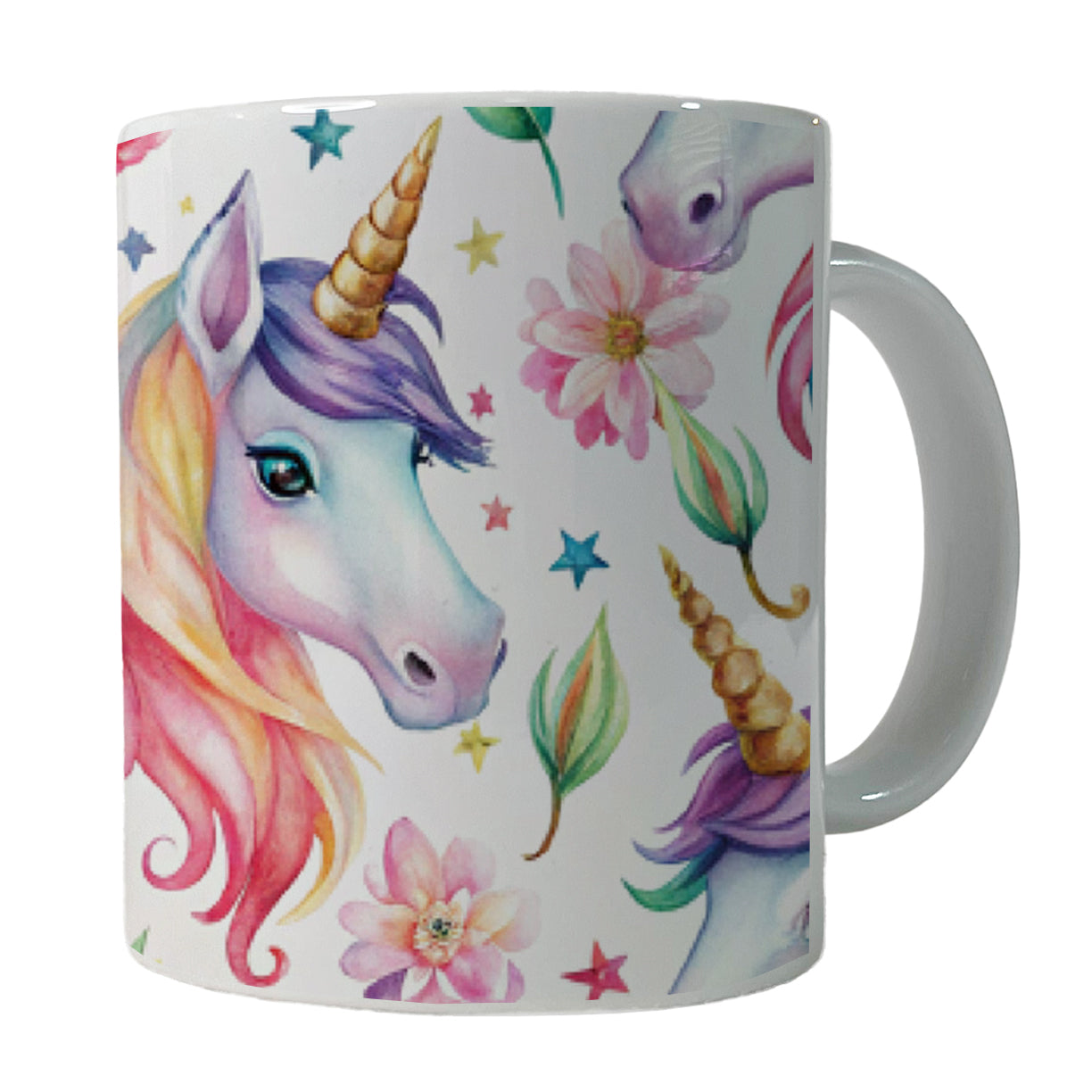 Pretty Unicorn Faces Watercolor Ceramic Tea Coffee Mug Cup - 11oz