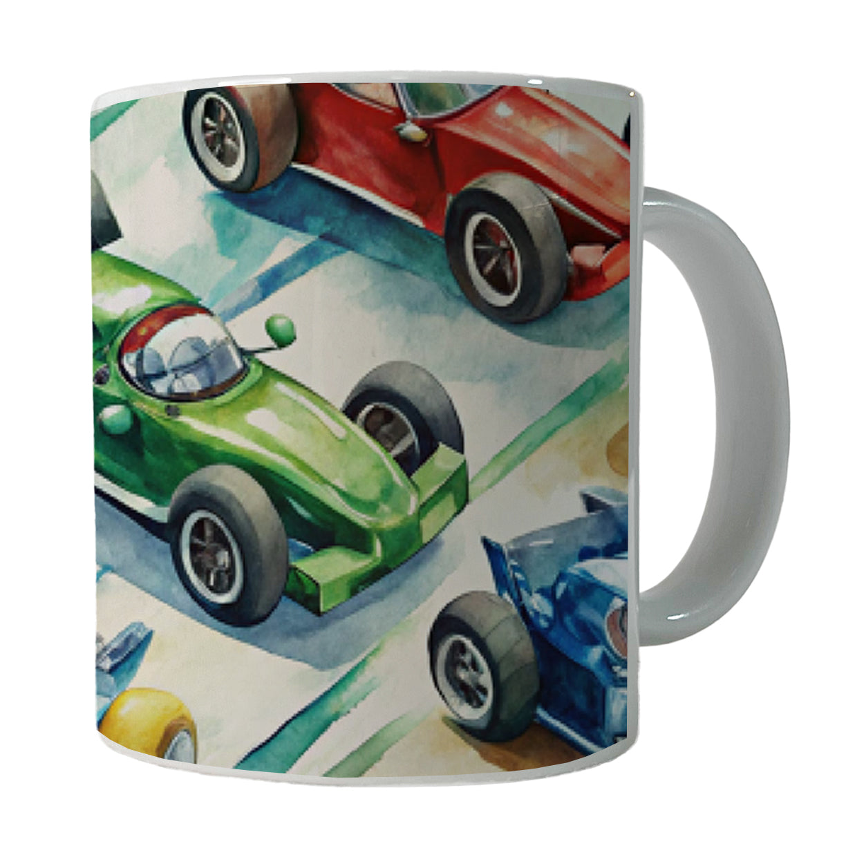 Race Cars Watercolor Ceramic Tea Coffee Mug Cup - 11oz