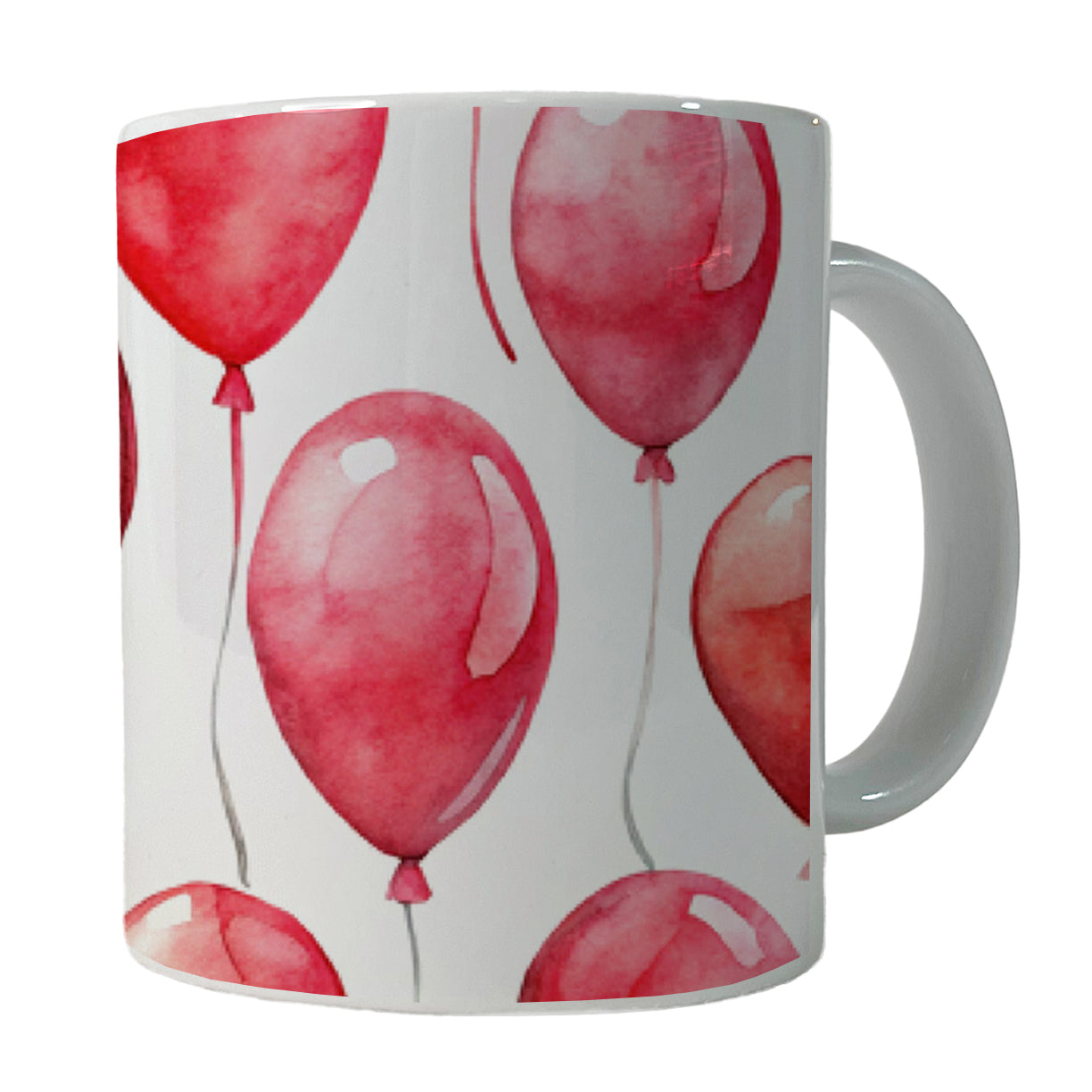 Red Balloons Watercolor Birthday Ceramic Tea Coffee Mug Cup - 11oz