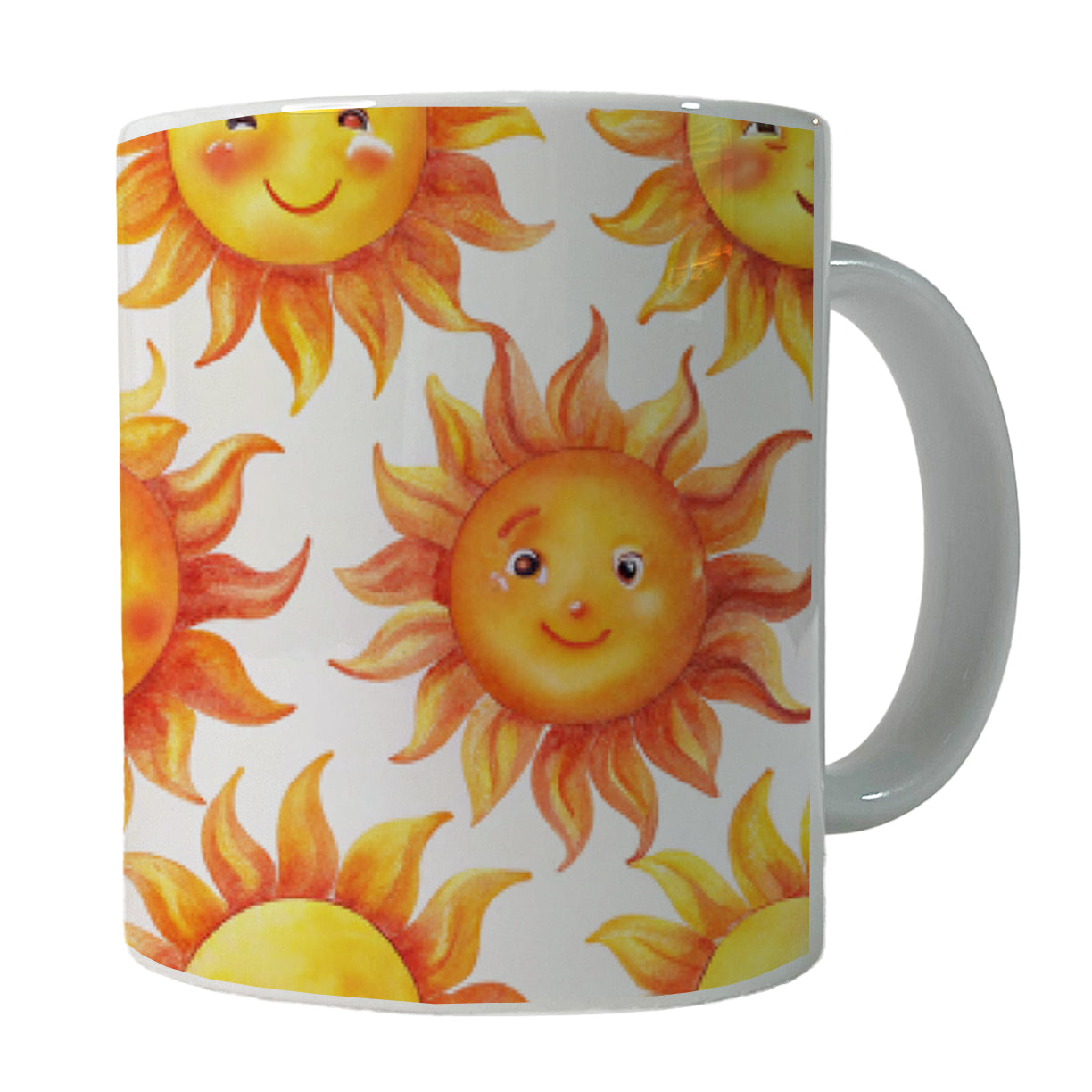 Smiling Suns Watercolor Ceramic Tea Coffee Mug Cup - 11oz