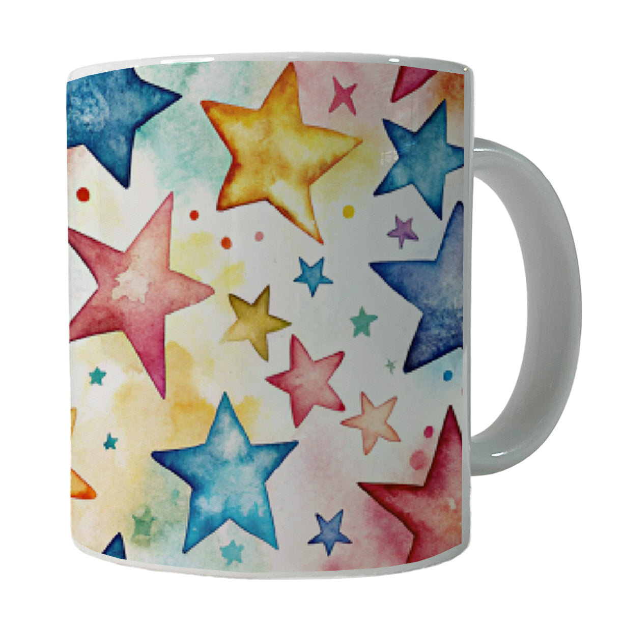 Stars Colorful Watercolor Ceramic Tea Coffee Mug Cup - 11oz