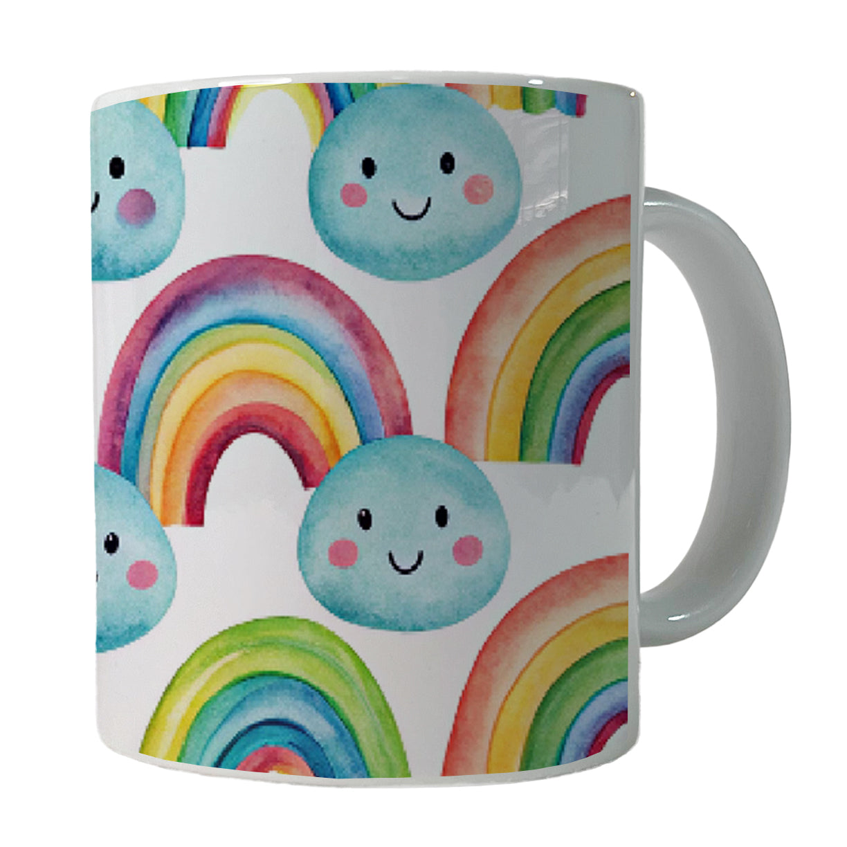 Adorable Smiling Rainbows Clouds Ceramic Tea Coffee Mug Cup - 11oz