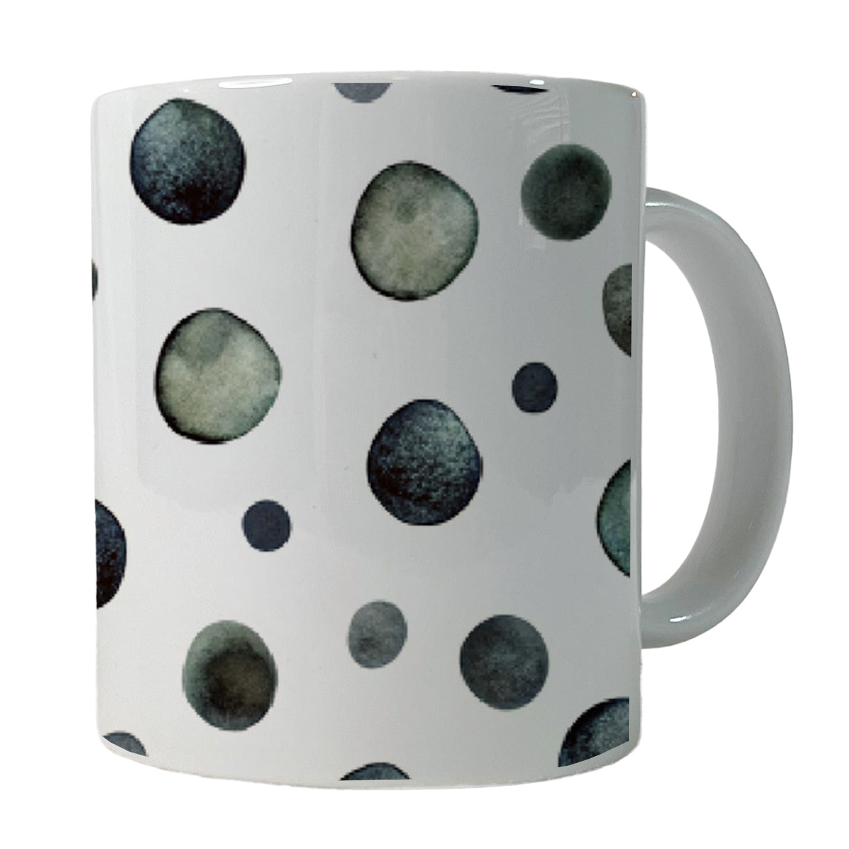 Black Polka Dots Fun White Background Ceramic Tea Coffee Mug Cup - 11oz