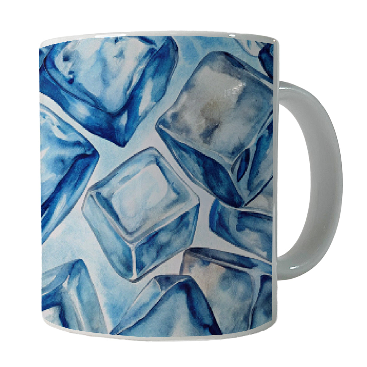 Crushed Ice Cubes Watercolor Ceramic Tea Coffee Mug Cup - 11oz