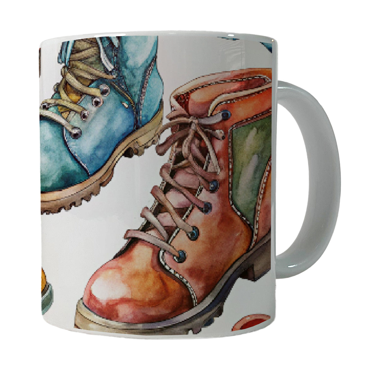 Hiking Boots Hikers Watercolor Ceramic Tea Coffee Mug Cup - 11oz