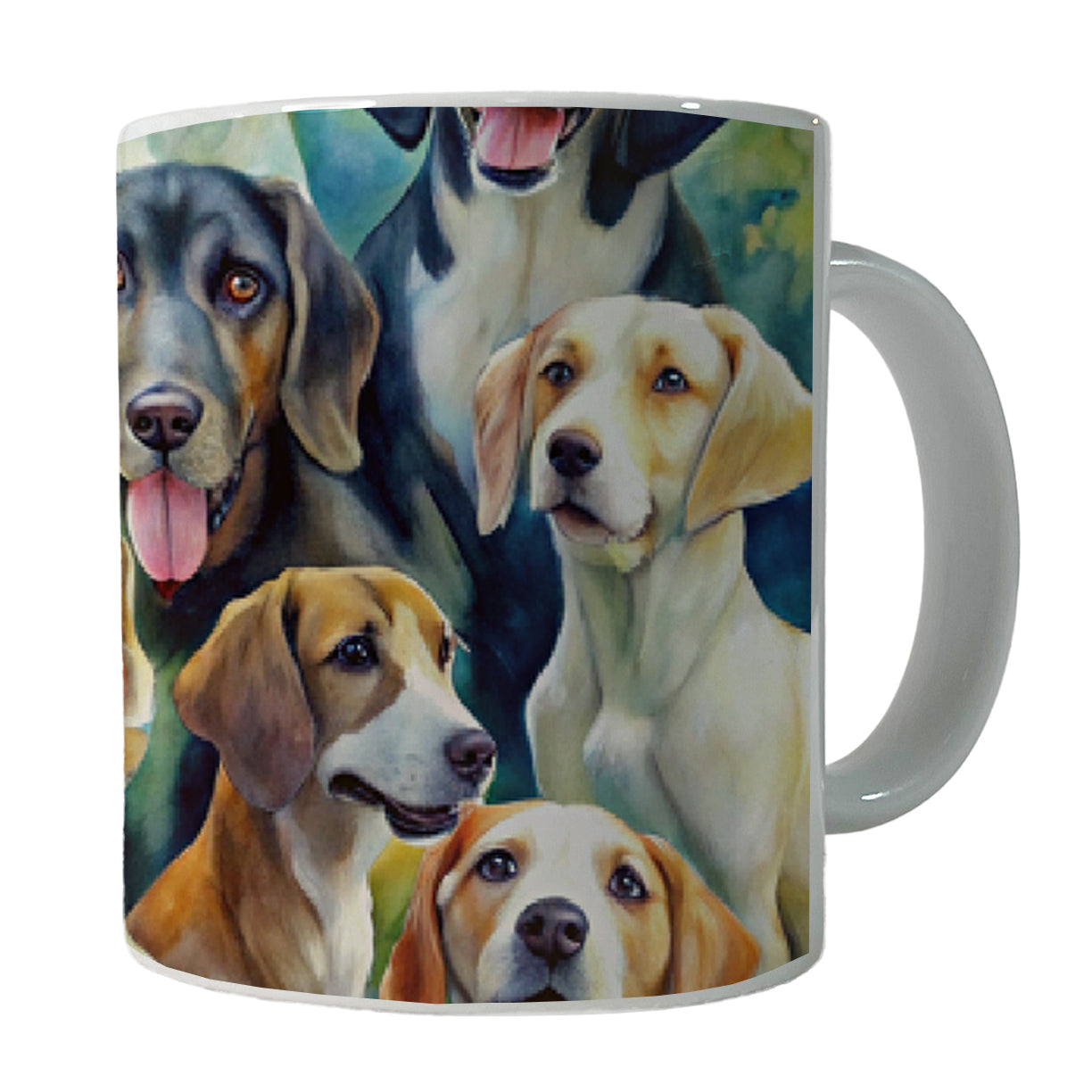 Lots Of Dogs Watercolor Ceramic Tea Coffee Mug Cup - 11oz